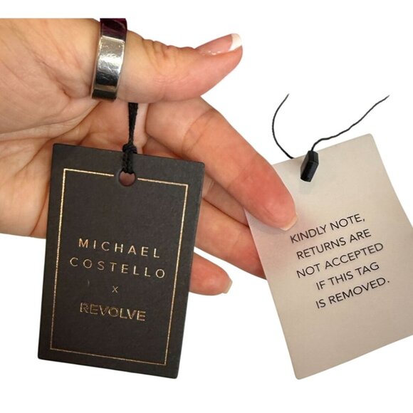 Michael Costello x REVOLVE Spencer Velvet Halter Top Red Burgundy NWT - Size XS - Picture 3 of 9